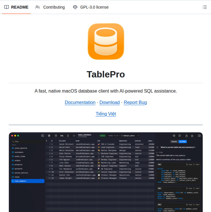 Datlechin Tablepro screenshot