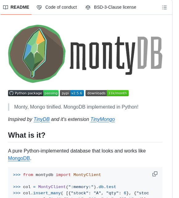 Davidlatwe Montydb screenshot