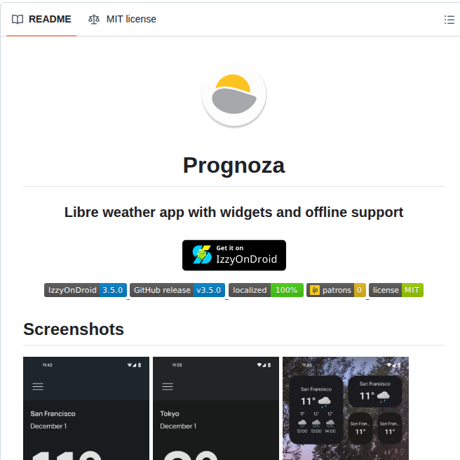 Davidtakac Prognoza screenshot