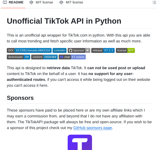 Davidteather Tiktok Api screenshot