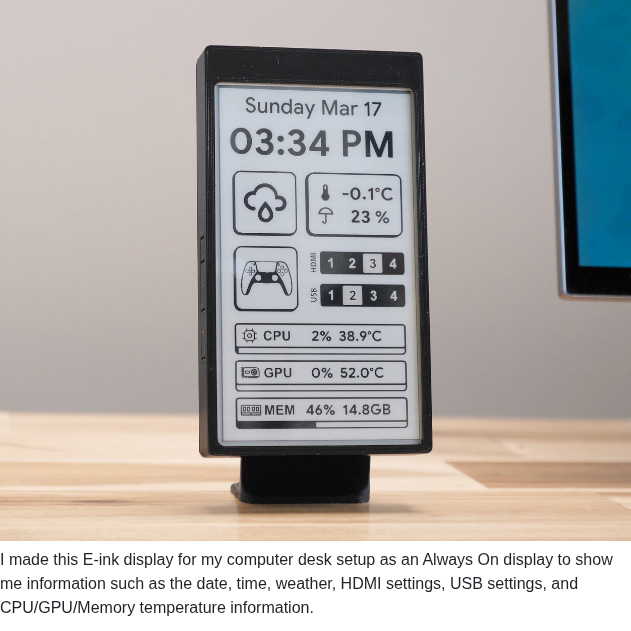 Davidz Yt Eink Desk Display screenshot