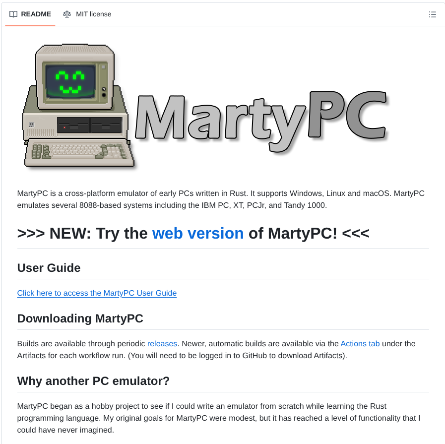 Dbalsom Martypc screenshot
