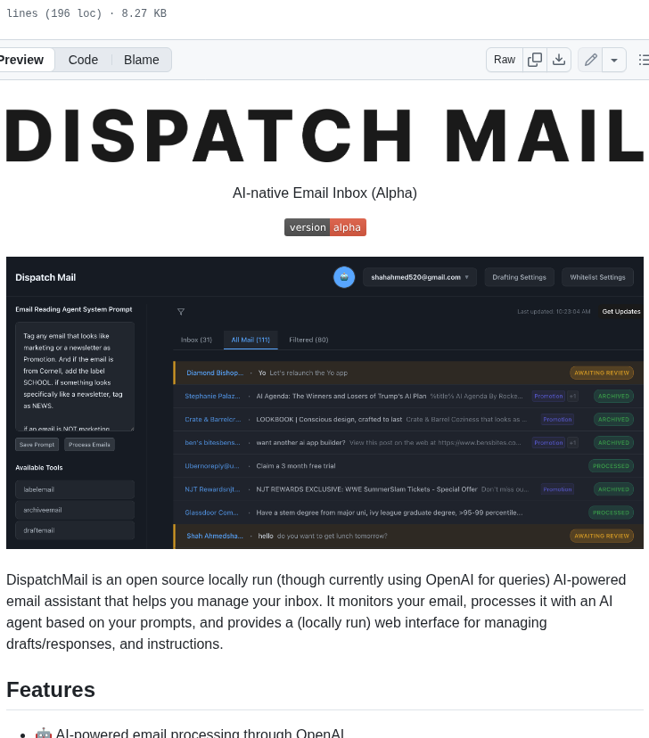 Dbish Dispatchmail screenshot