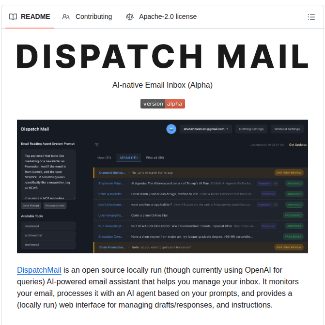 Dbish Dispatchmail screenshot