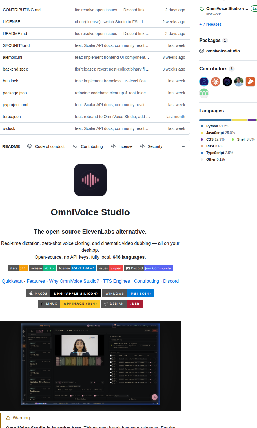 Debpalash Omnivoice Studio screenshot
