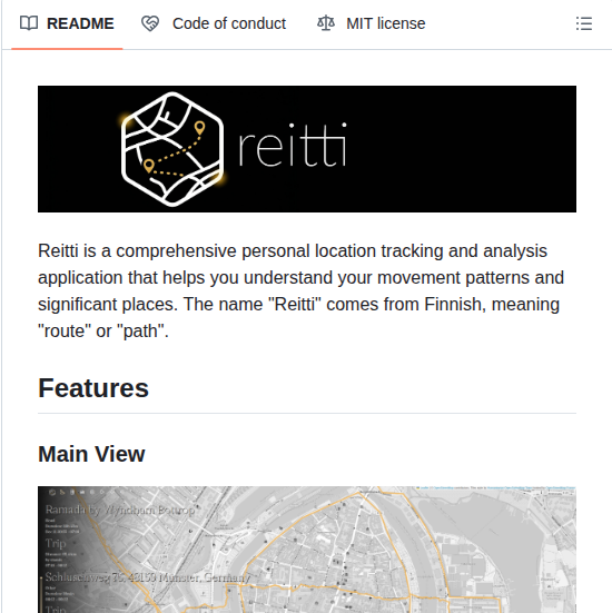 Dedicatedcode Reitti screenshot