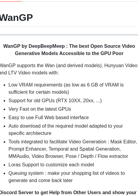 Deepbeepmeep Wan2gp screenshot