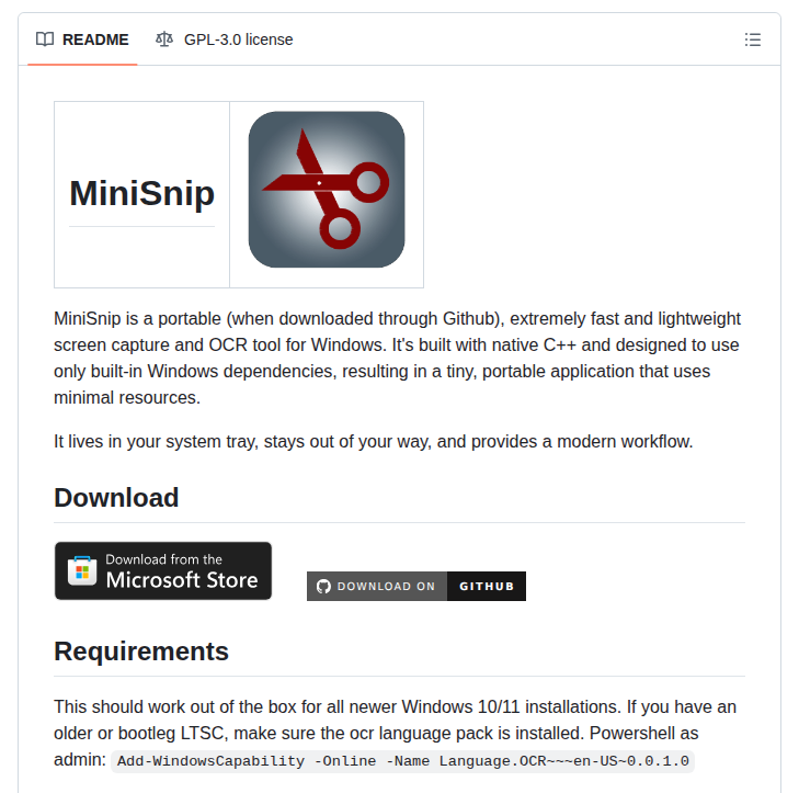 Deminimis Minisnip screenshot