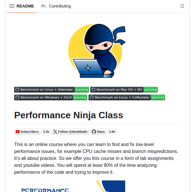 Dendibakh Perf Ninja screenshot