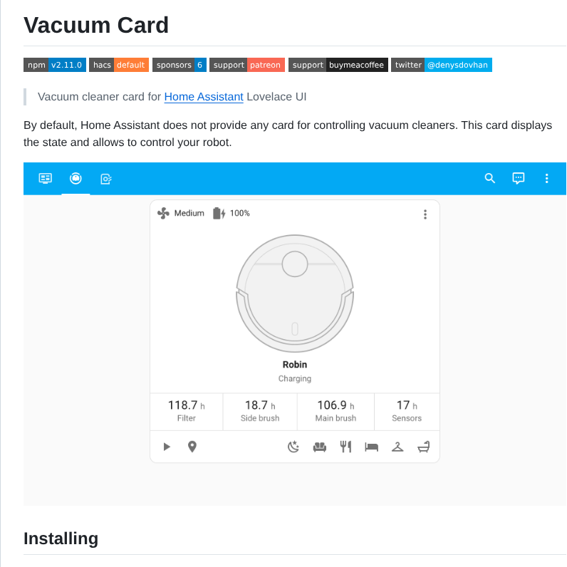 Denysdovhan Vacuum Card screenshot