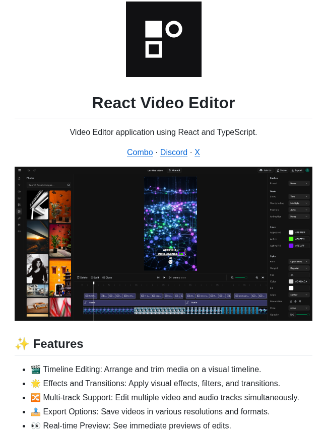 Designcombo React Video Editor screenshot