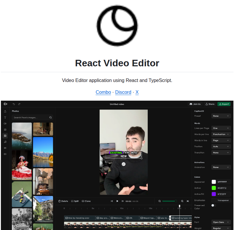 Designcombo React Video Editor screenshot