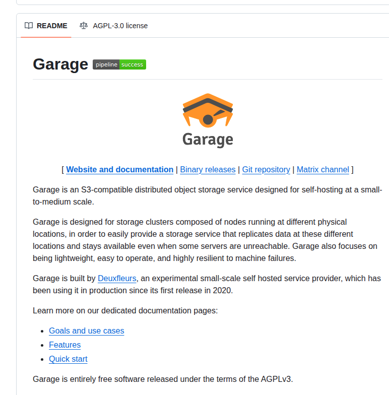 Deuxfleurs Org Garage screenshot