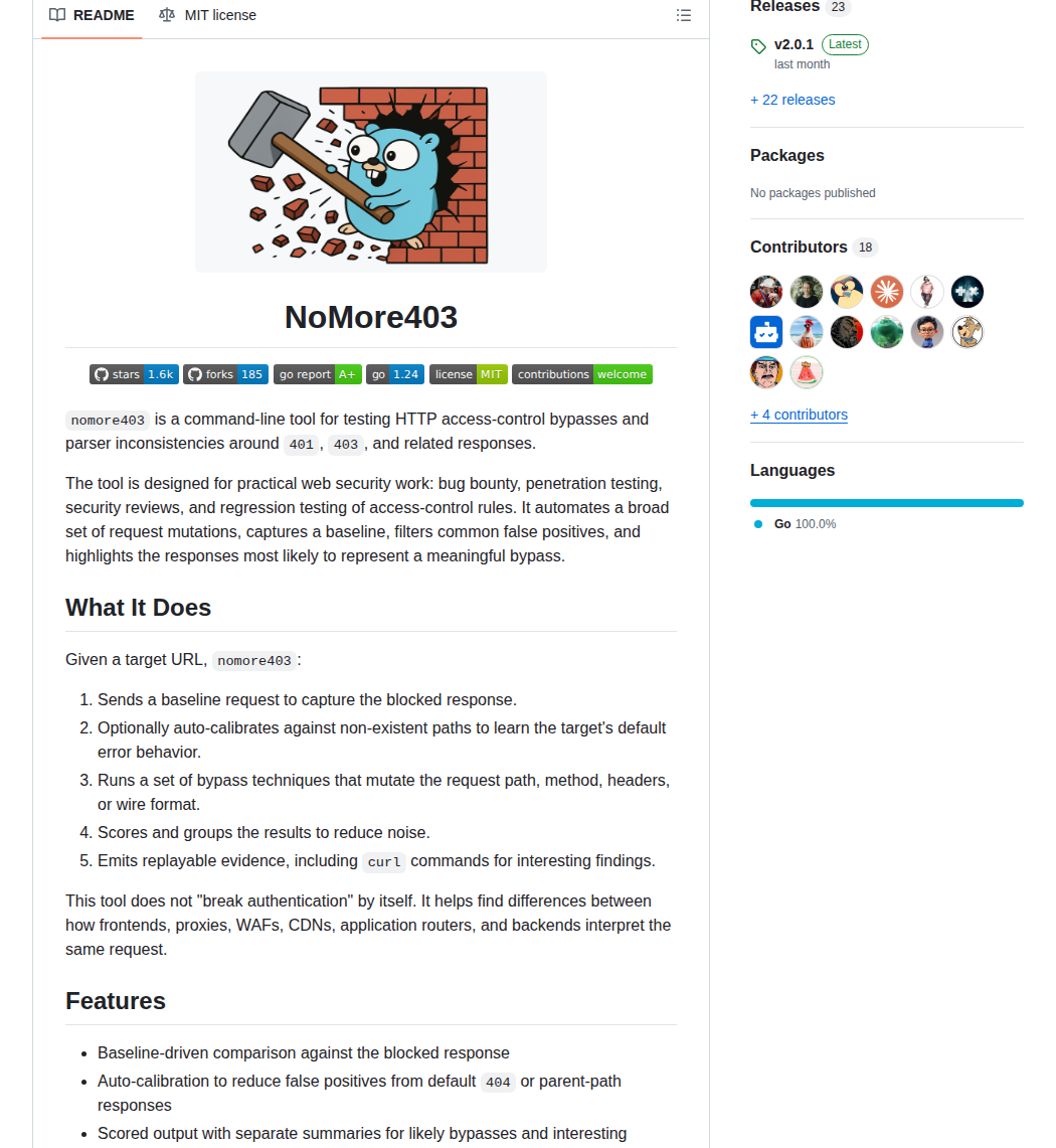 Devploit Nomore403 screenshot