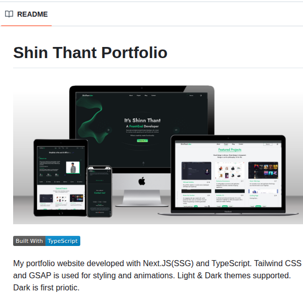 Devshinthant Shinthant.dev screenshot