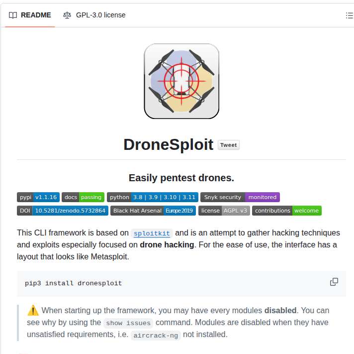 Dhondta Dronesploit screenshot