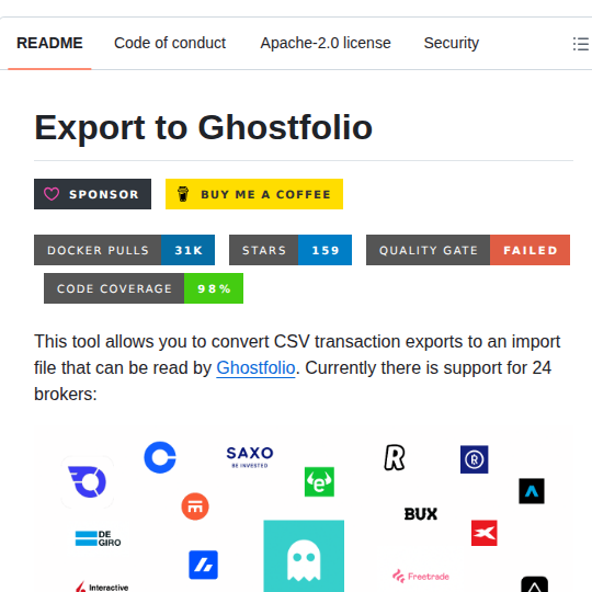 Dickwolff Export To Ghostfolio screenshot