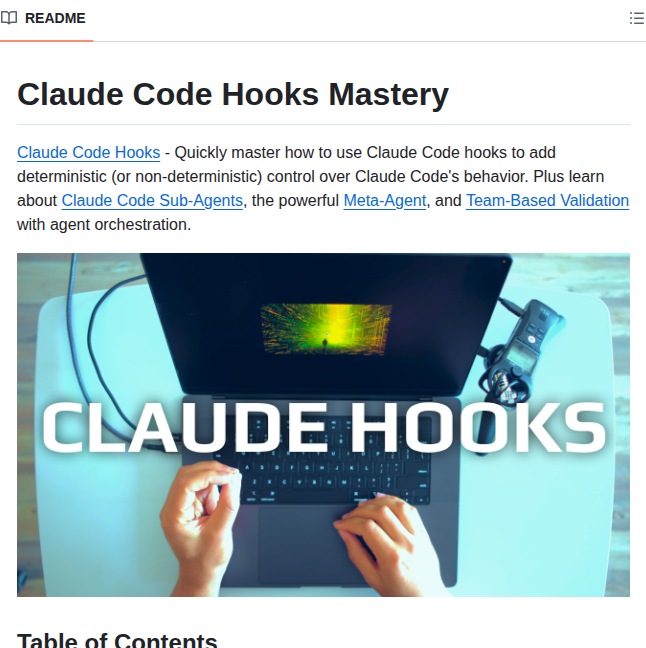 Disler Claude Code Hooks Mastery screenshot