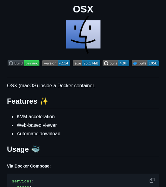 Dockur Macos screenshot