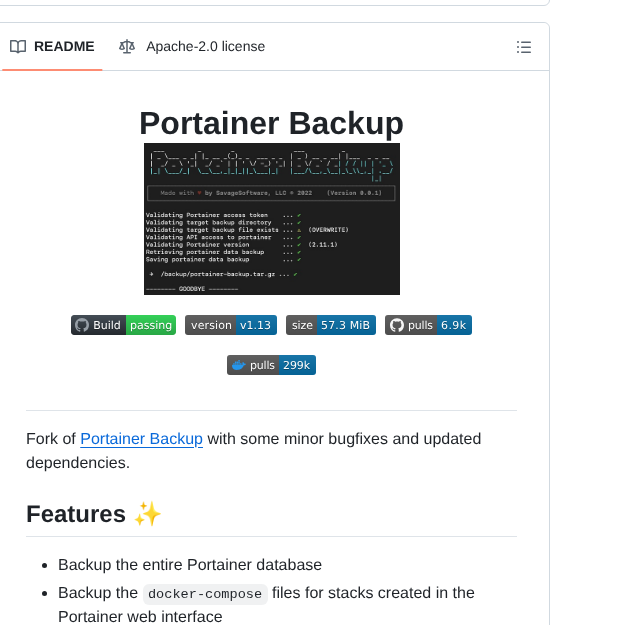 Dockur Portainer Backup screenshot