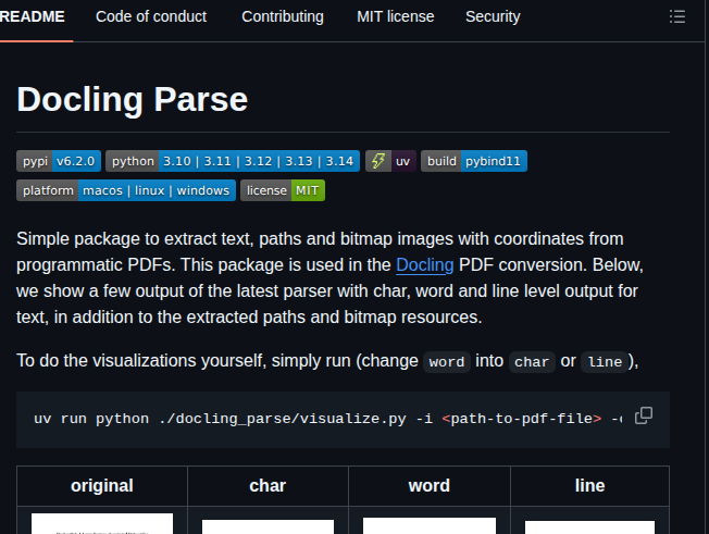 Docling Project Docling Parse screenshot