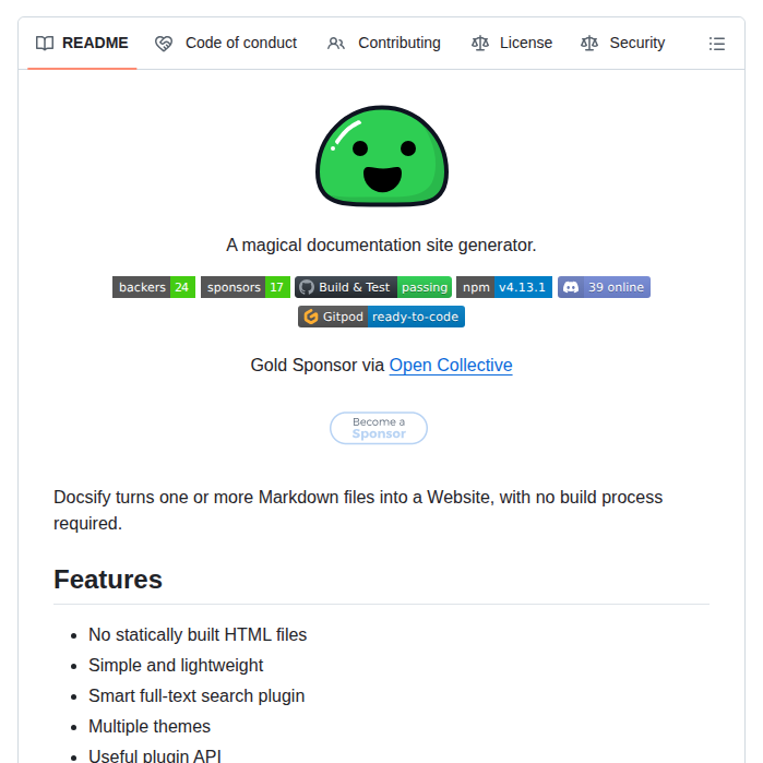 Docsifyjs Docsify screenshot