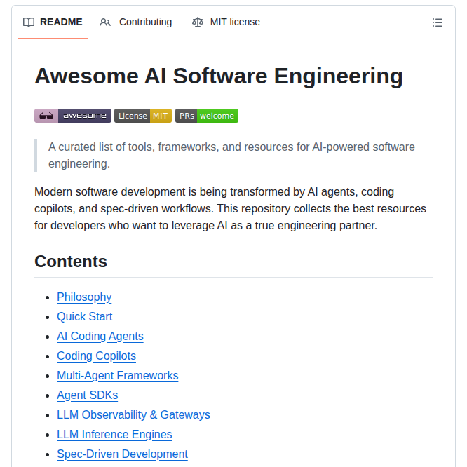Dontriskit Awesome Ai Software Engineering screenshot