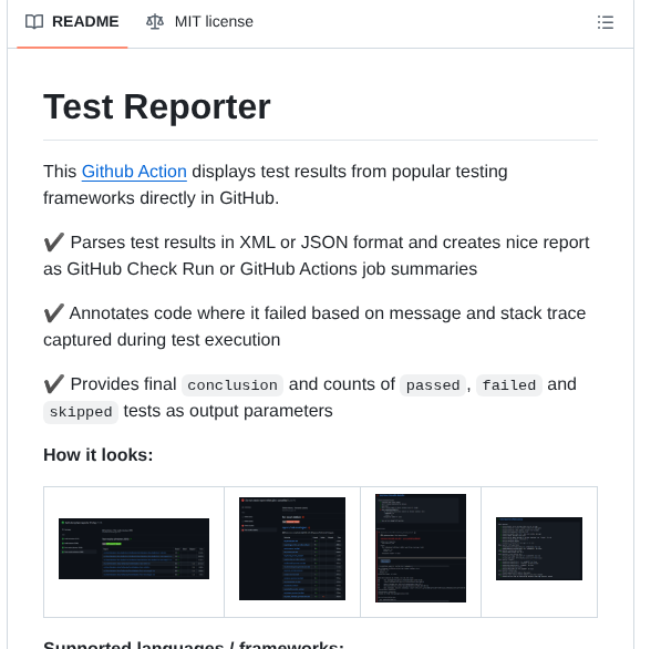 Dorny Test Reporter screenshot