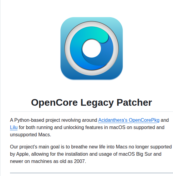 Dortania Opencore Legacy Patcher screenshot