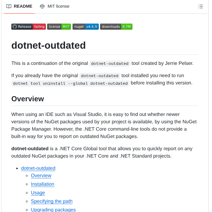 Dotnet Outdated Dotnet Outdated screenshot