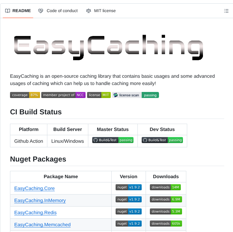 Dotnetcore Easycaching screenshot