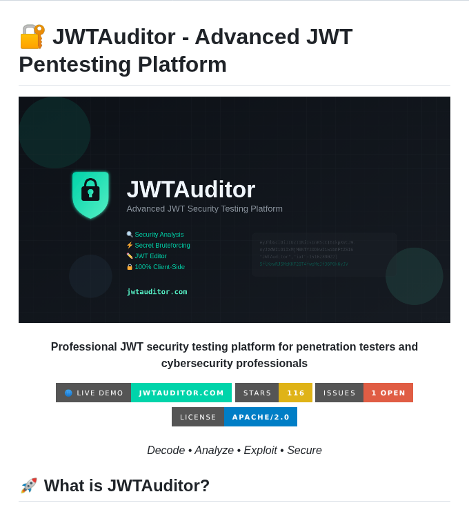 Dr34mhacks Jwtauditor screenshot