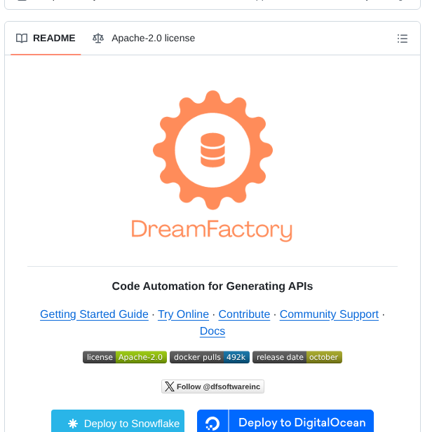 Dreamfactorysoftware Dreamfactory screenshot