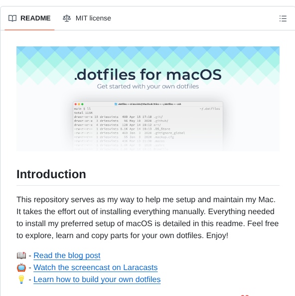 Driesvints Dotfiles screenshot