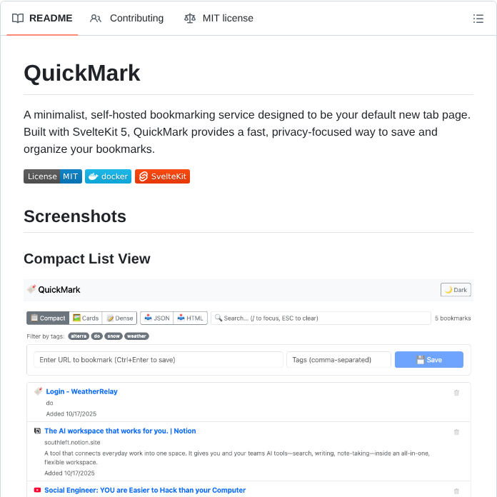 Drkpxl Quickmark screenshot