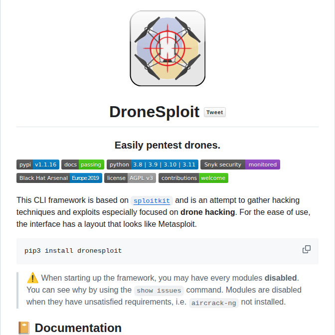 Dronesploit Dronesploit screenshot