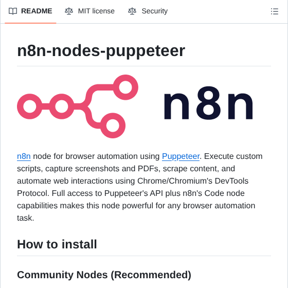 Drudge N8n Nodes Puppeteer screenshot