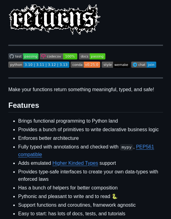 Dry Python Returns screenshot