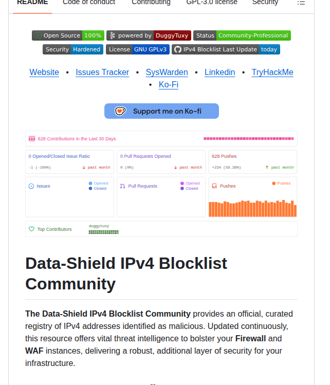 Duggytuxy Data Shield_ipv4_blocklist screenshot