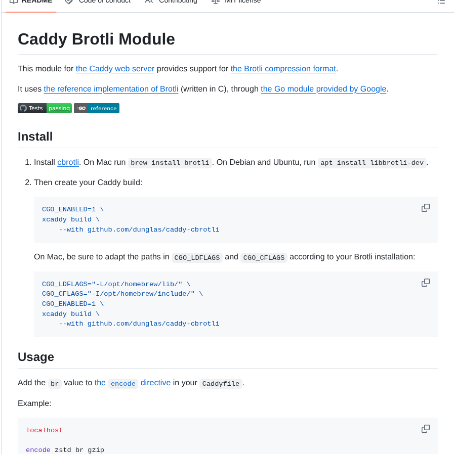 Dunglas Caddy Cbrotli screenshot