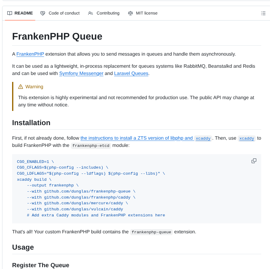 Dunglas Frankenphp Queue screenshot