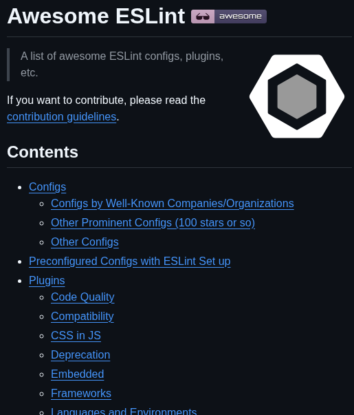 Dustinspecker Awesome Eslint screenshot