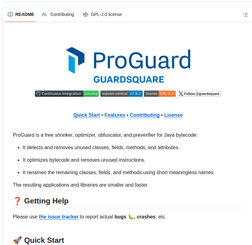 Dweiss Proguard screenshot