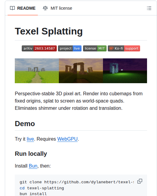 Dylanebert Texel Splatting screenshot