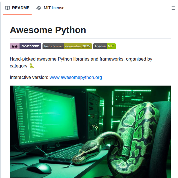 Dylanhogg Awesome Python screenshot