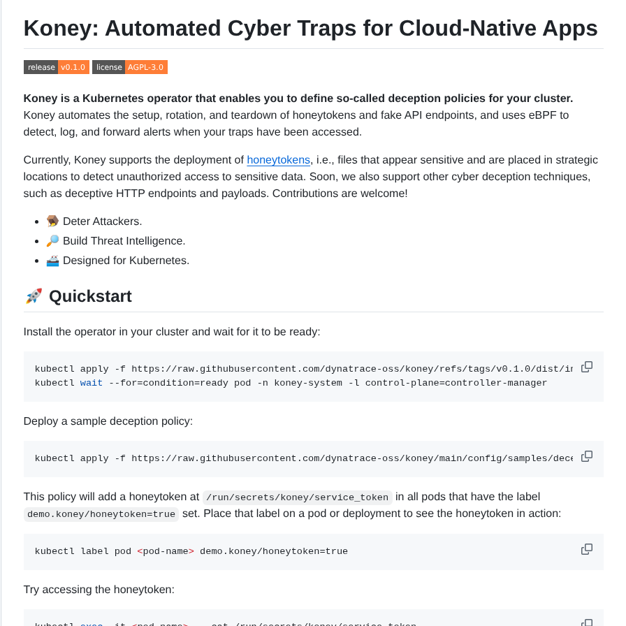 Dynatrace Oss Koney screenshot