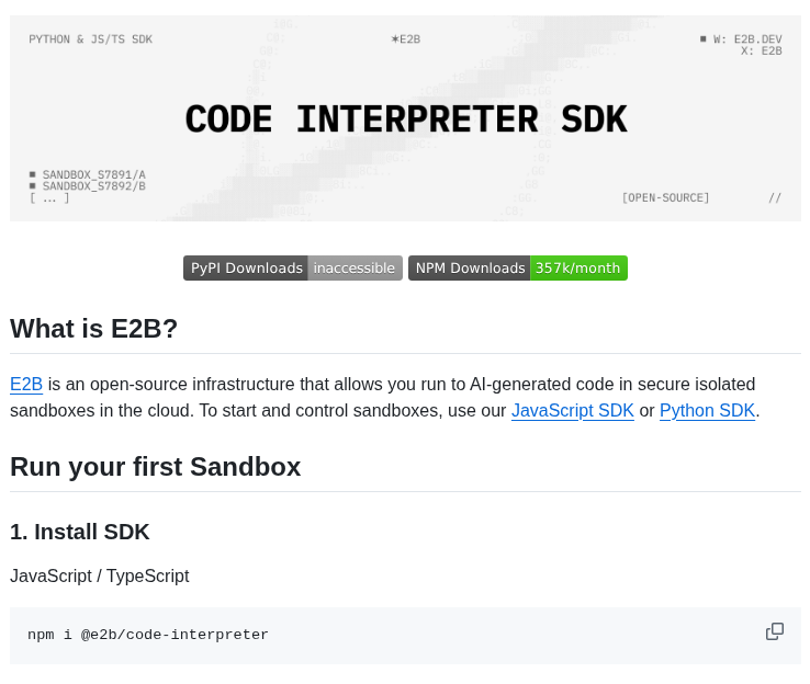E2b Dev Code Interpreter screenshot