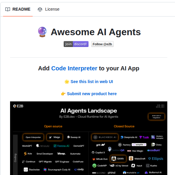 E2b Dev Awesome Ai Agents screenshot