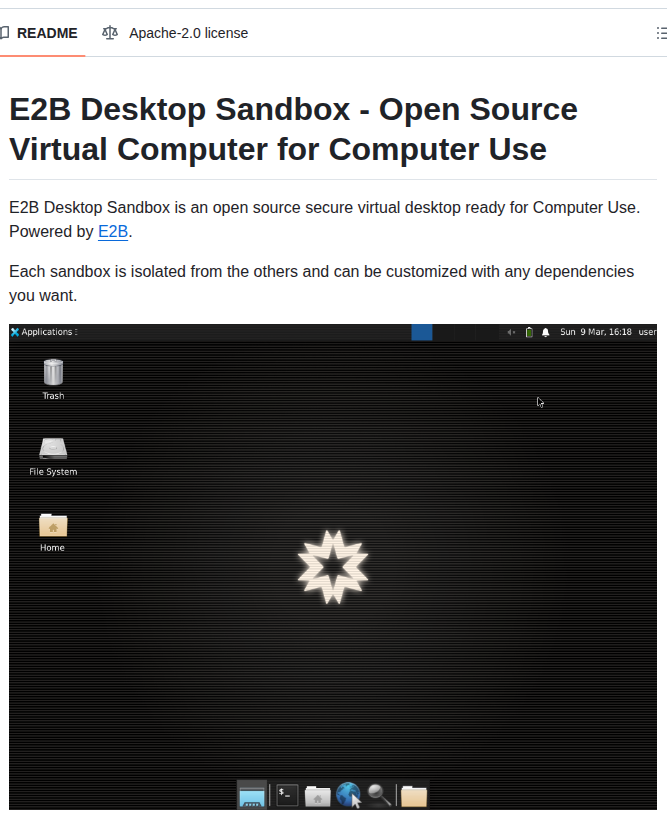 E2b Dev Desktop screenshot