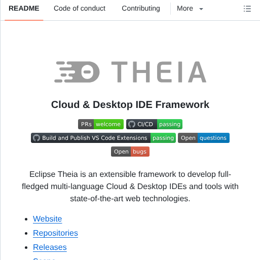 Eclipse Theia Theia screenshot